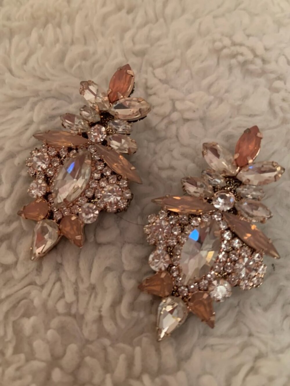 EXPRESS Large Ornate Pink and Silver Embellished Drop Stud Earrings